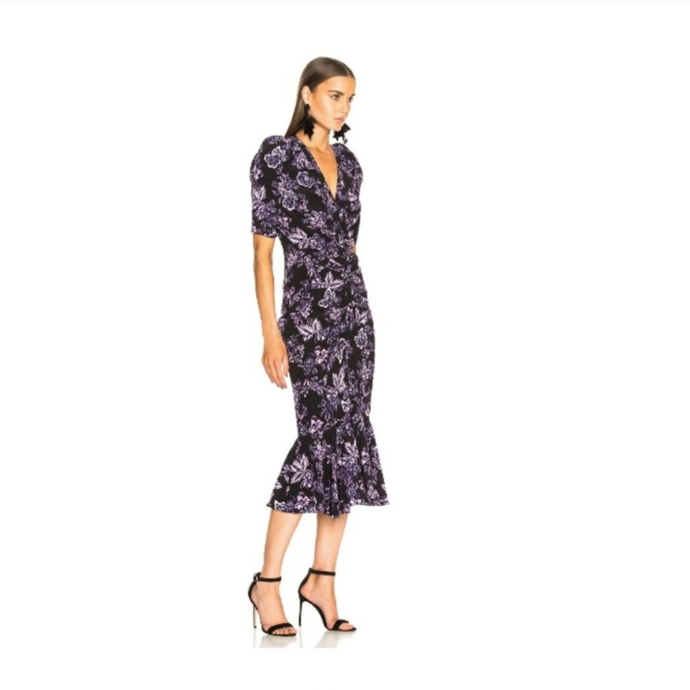 Veronica Beard Purple Floral Midi Dress